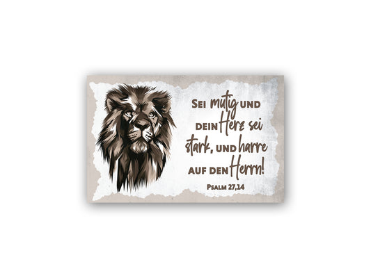 Kärtchen - Psalm 27,14 | Löwe