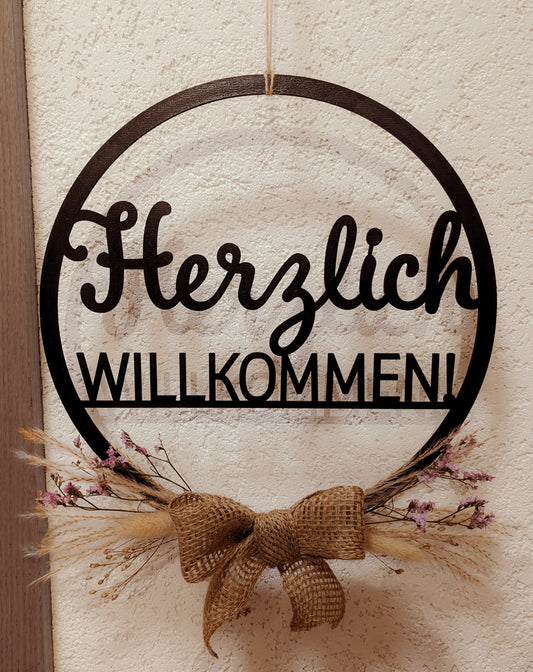 DOOR WREATH - Welcome | black