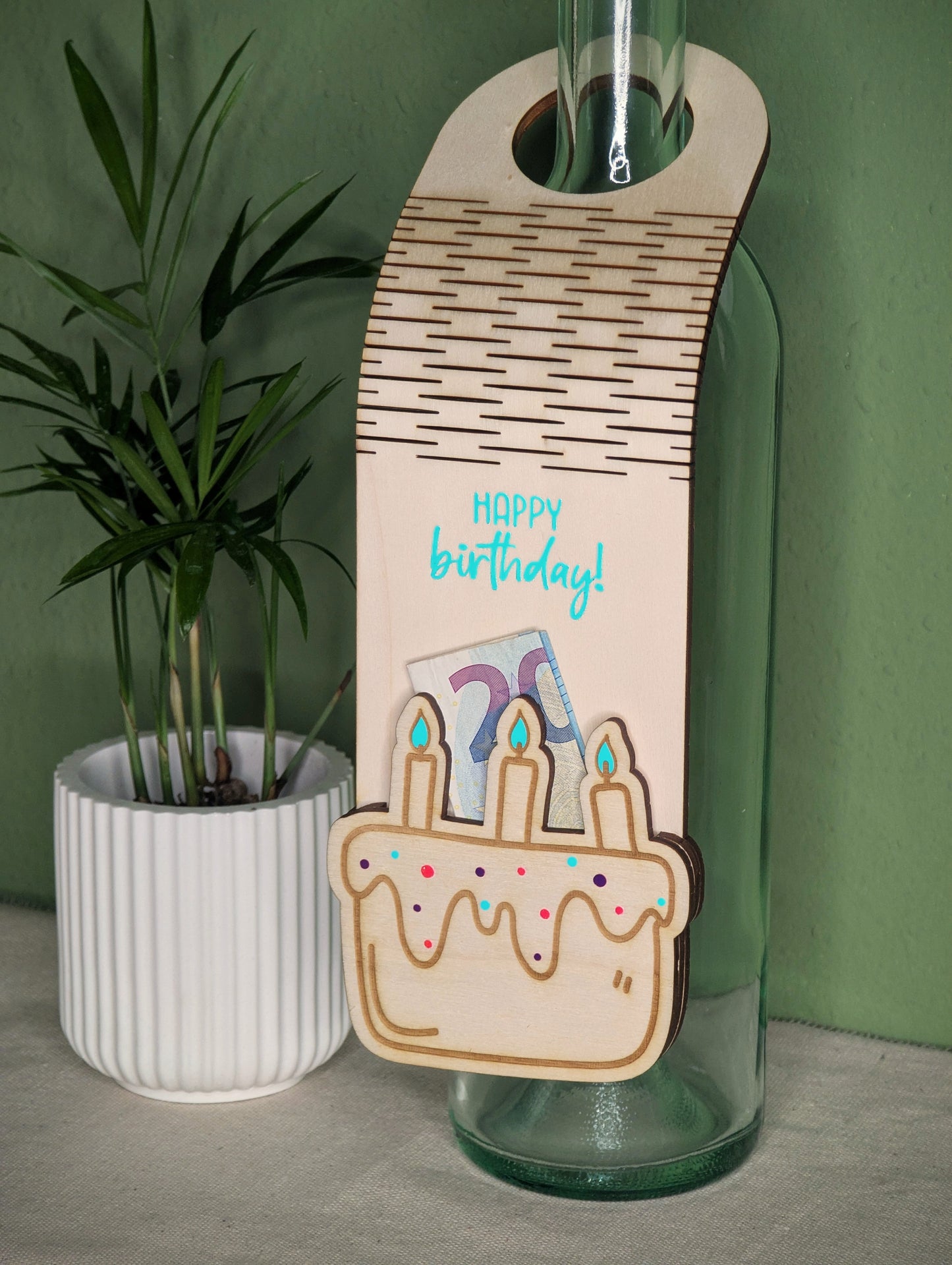 Flaschenanhänger - Happy birthday | Holz