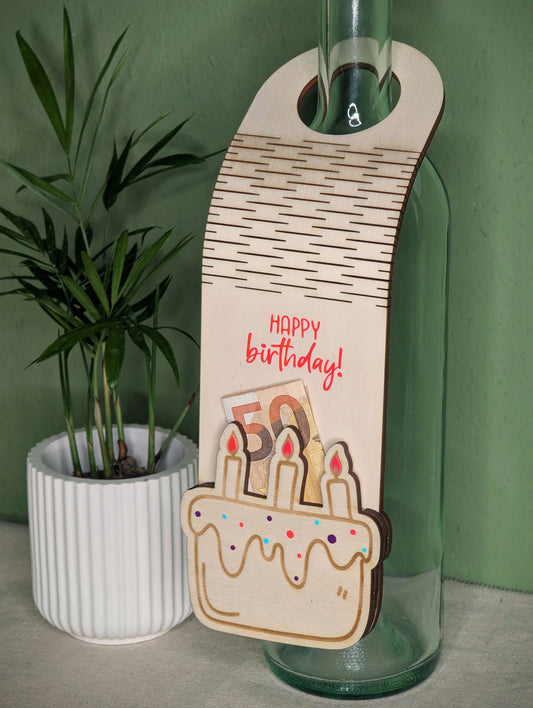 Flaschenanhänger - Happy birthday | Holz