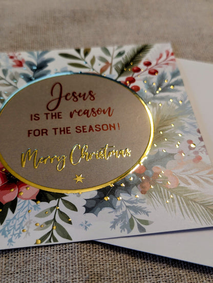 POSTKARTE - Jesus is the reason for the season - gold