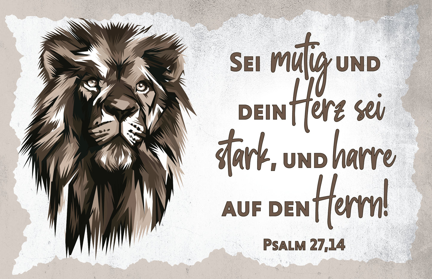 Kärtchen - Psalm 27,14 | Löwe
