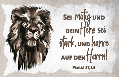 Kärtchen - Psalm 27,14 | Löwe